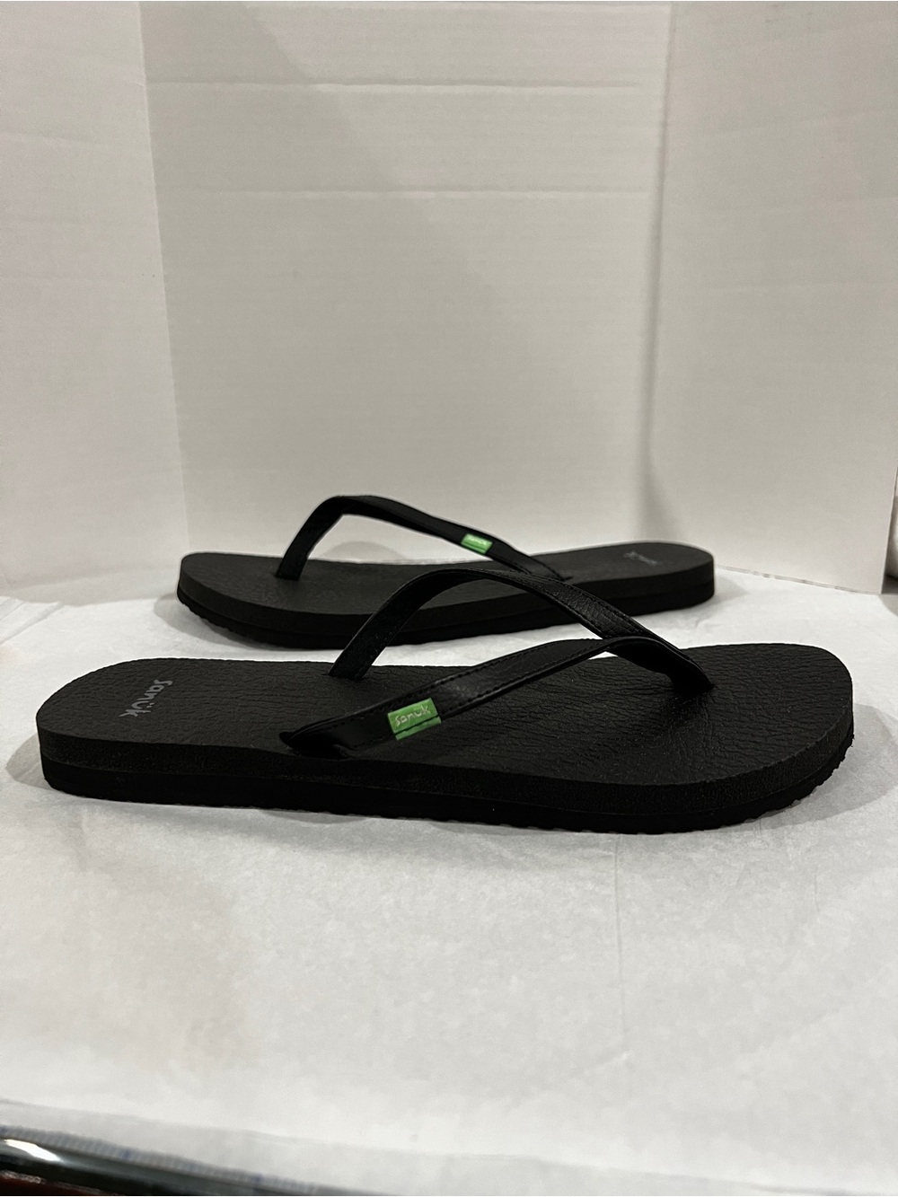 Sanuk Yoga Coral Flip Flop Size 9 Black Comfy